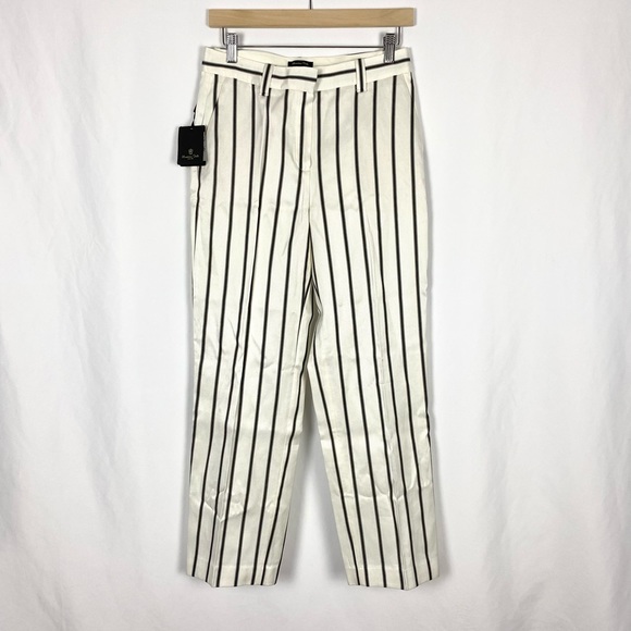 Massimo Dutti High Rise Pinstripe Straight Leg Trousers - Picture 2 of 5